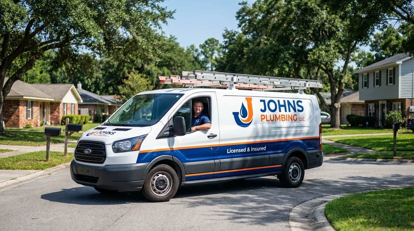 Johns Plumbing LLC service van in Mound City, KS