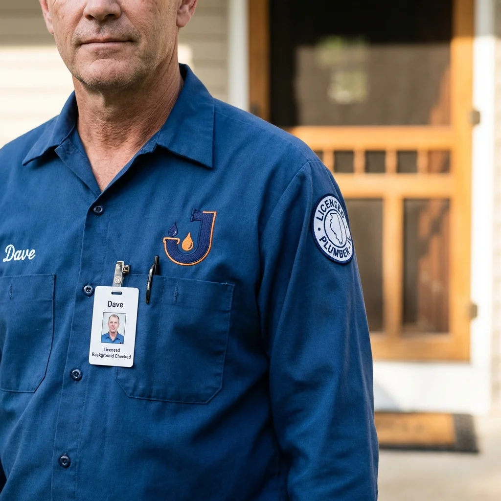Licensed plumber showing ID badge in Mound City, KS